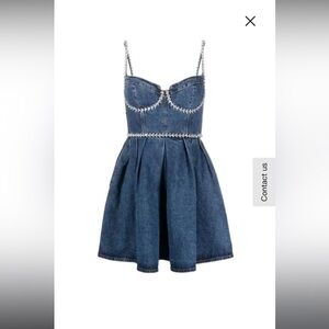 Self Portrait denim diamante mini dressd Size 12 NWT